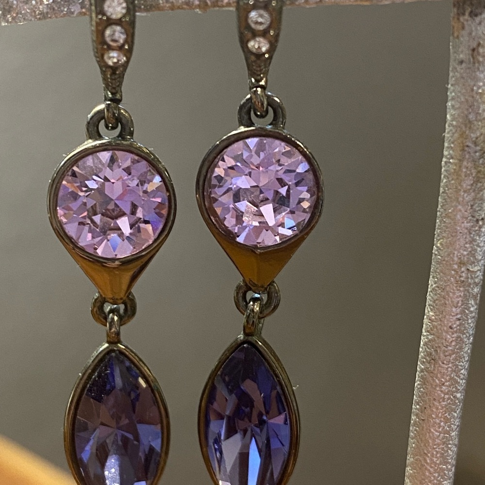 Chic Givenchy Amethyst Crystal Drop Earrings - image 2